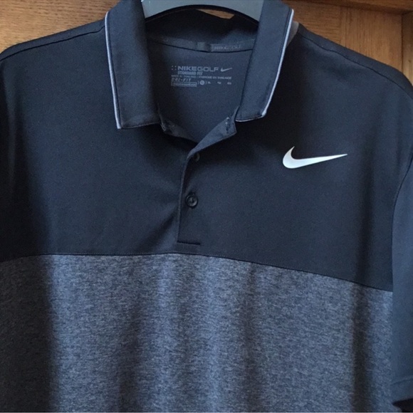 Nike DRI-FIT Golf, Standard fit polo style shirt-black & gray. Men's size XL - Picture 9 of 10